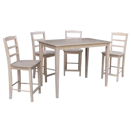 International Concepts Rectangle 30X48 Counter Ht Dining Table, 4 Madrid Counter Ht Stools, Gray Taupe, 30 in W, 48 in L K09-3048-S402-4